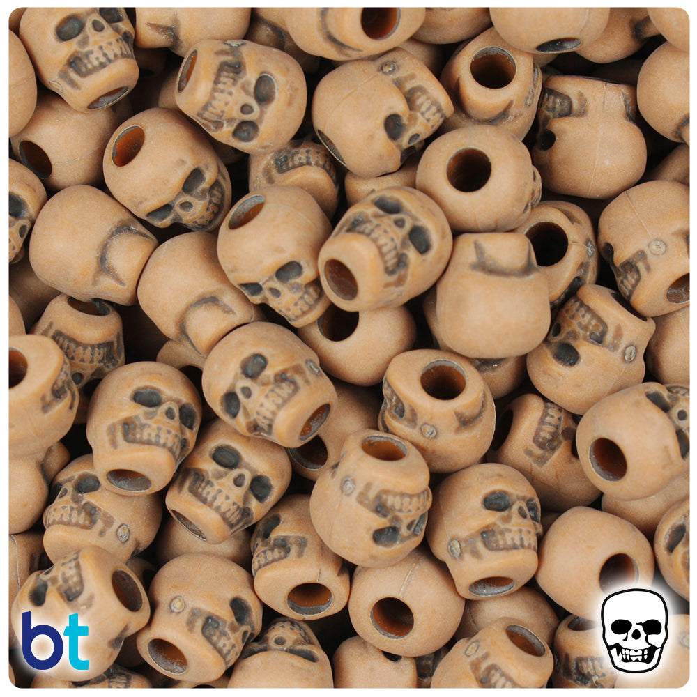 BeadTin Tiger Eye Antique 11mm Skull Plastic Pony Beads (150pcs)