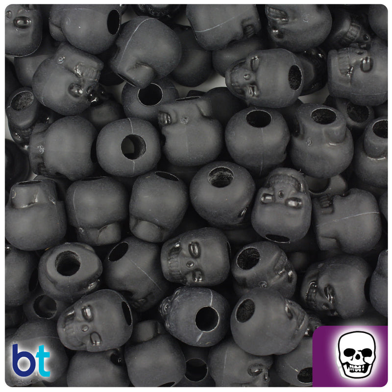 BeadTin Black Matte 11mm Skull Plastic Pony Beads (150pcs)