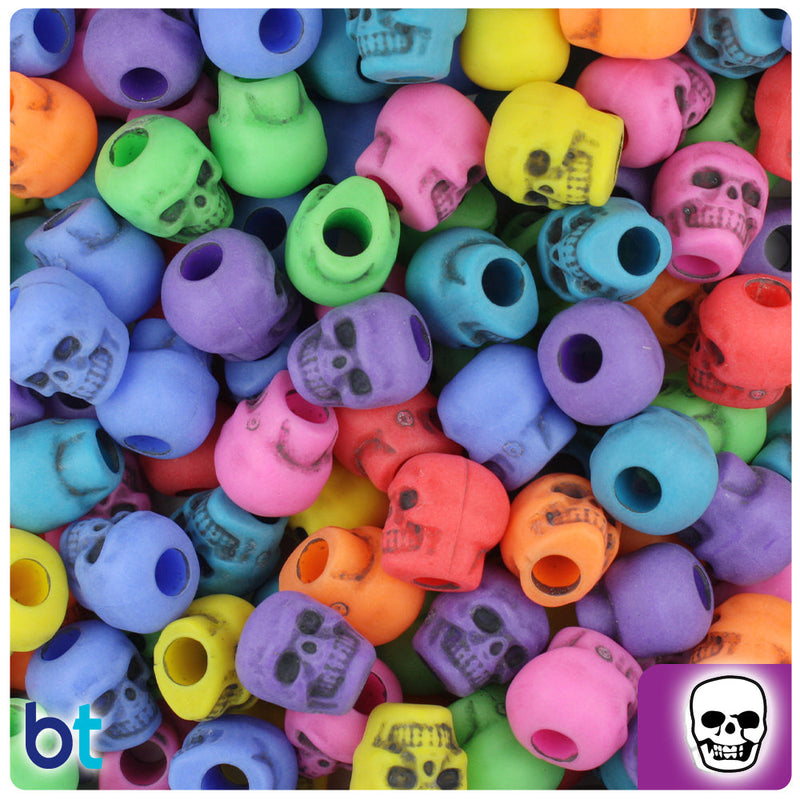 BeadTin Circus Antique Mix 11mm Skull Plastic Pony Beads (150pcs)