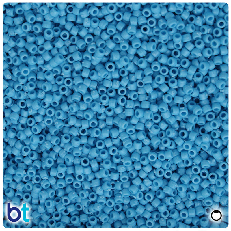 BeadTin Baby Blue Opaque 2.5mm Round/Seed Plastic Craft Beads (10g)