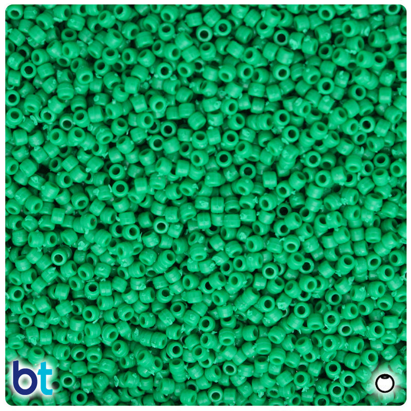 BeadTin Green Opaque 2.5mm Round/Seed Plastic Craft Beads (10g)