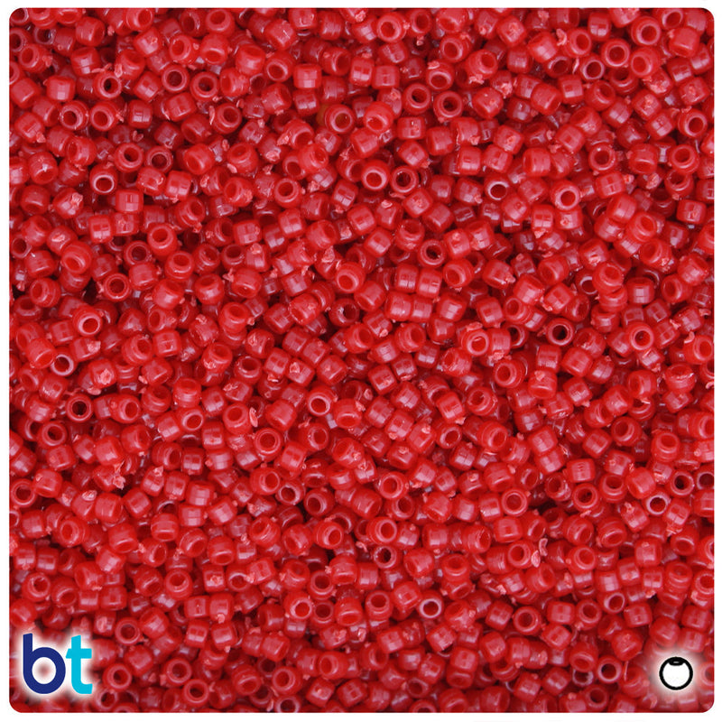 BeadTin Red Opaque 2.5mm Round/Seed Plastic Craft Beads (10g)