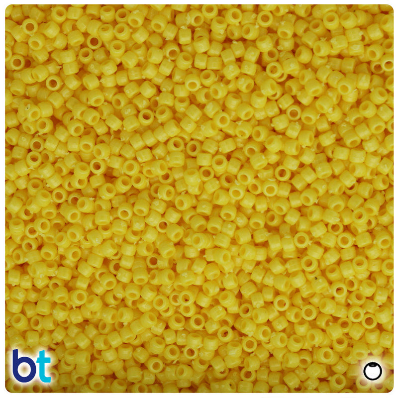 BeadTin Yellow Opaque 2.5mm Round/Seed Plastic Craft Beads (10g)