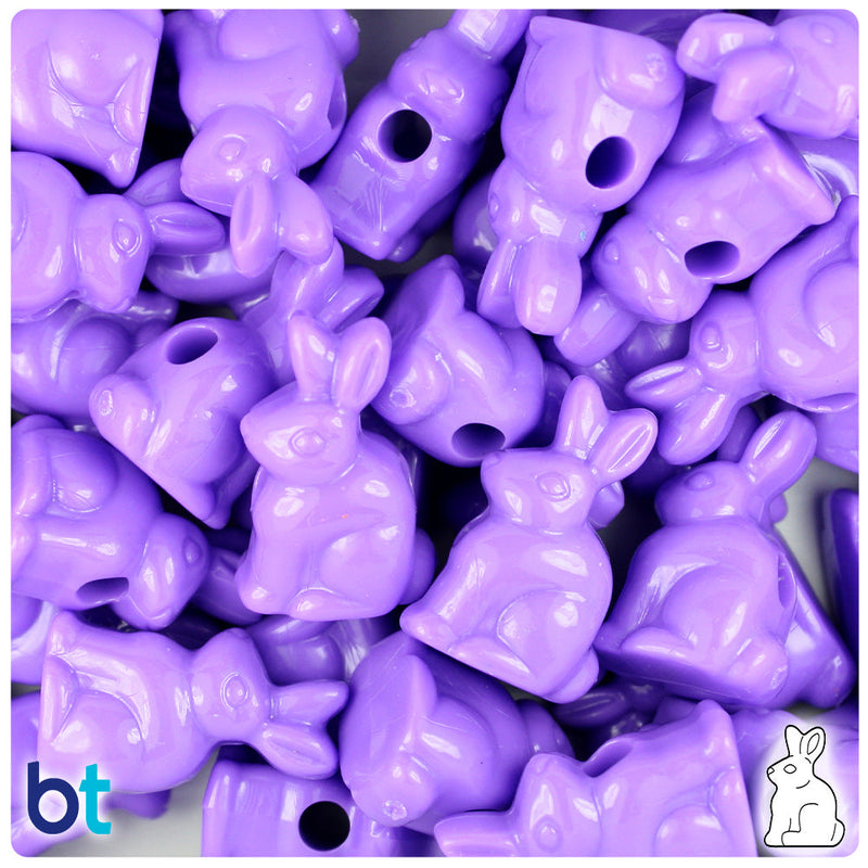 BeadTin Lilac Opaque 24mm Bunny Rabbit Plastic Pony Beads (24pcs)