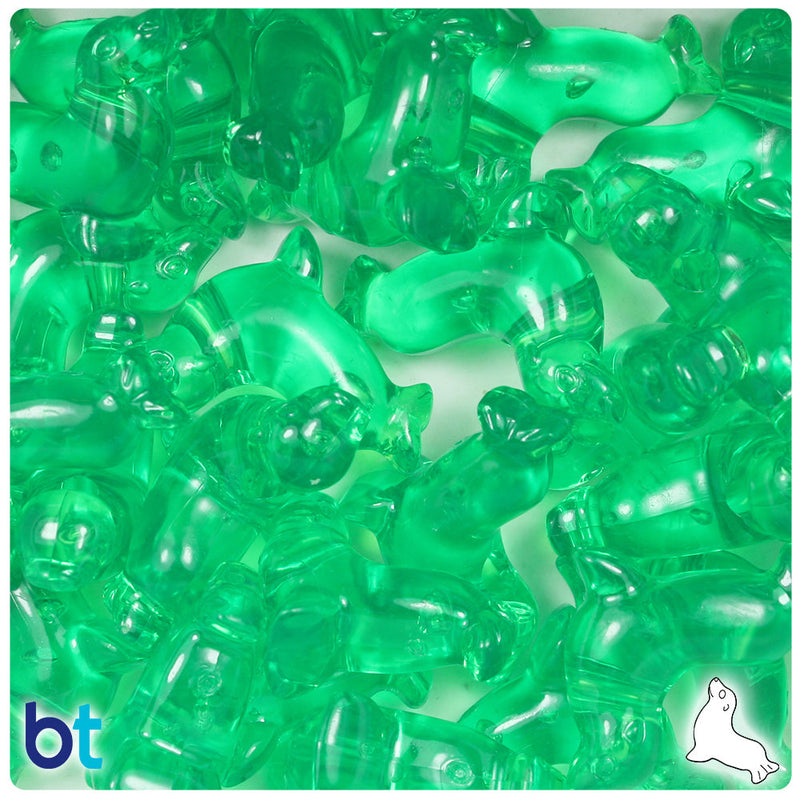 BeadTin Mint Transparent 24mm Seal Plastic Pony Beads (24pcs)