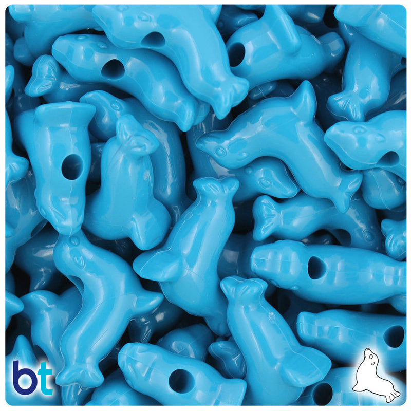 BeadTin Dark Turquoise Opaque 24mm Seal Plastic Pony Beads (24pcs)