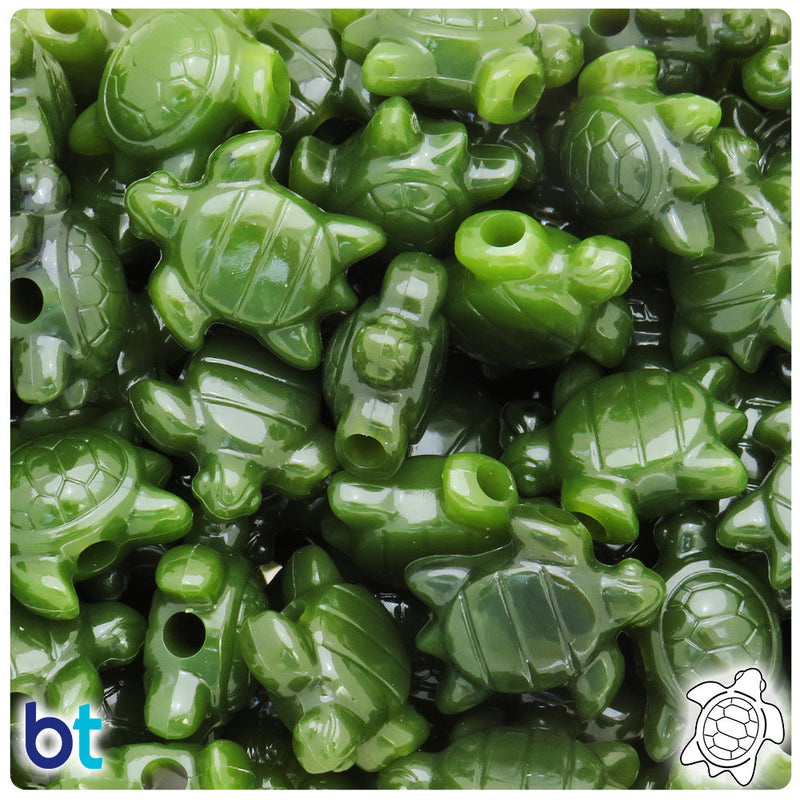 BeadTin Jade Marbled 23mm Sea Turtle Plastic Pony Beads (24pcs)