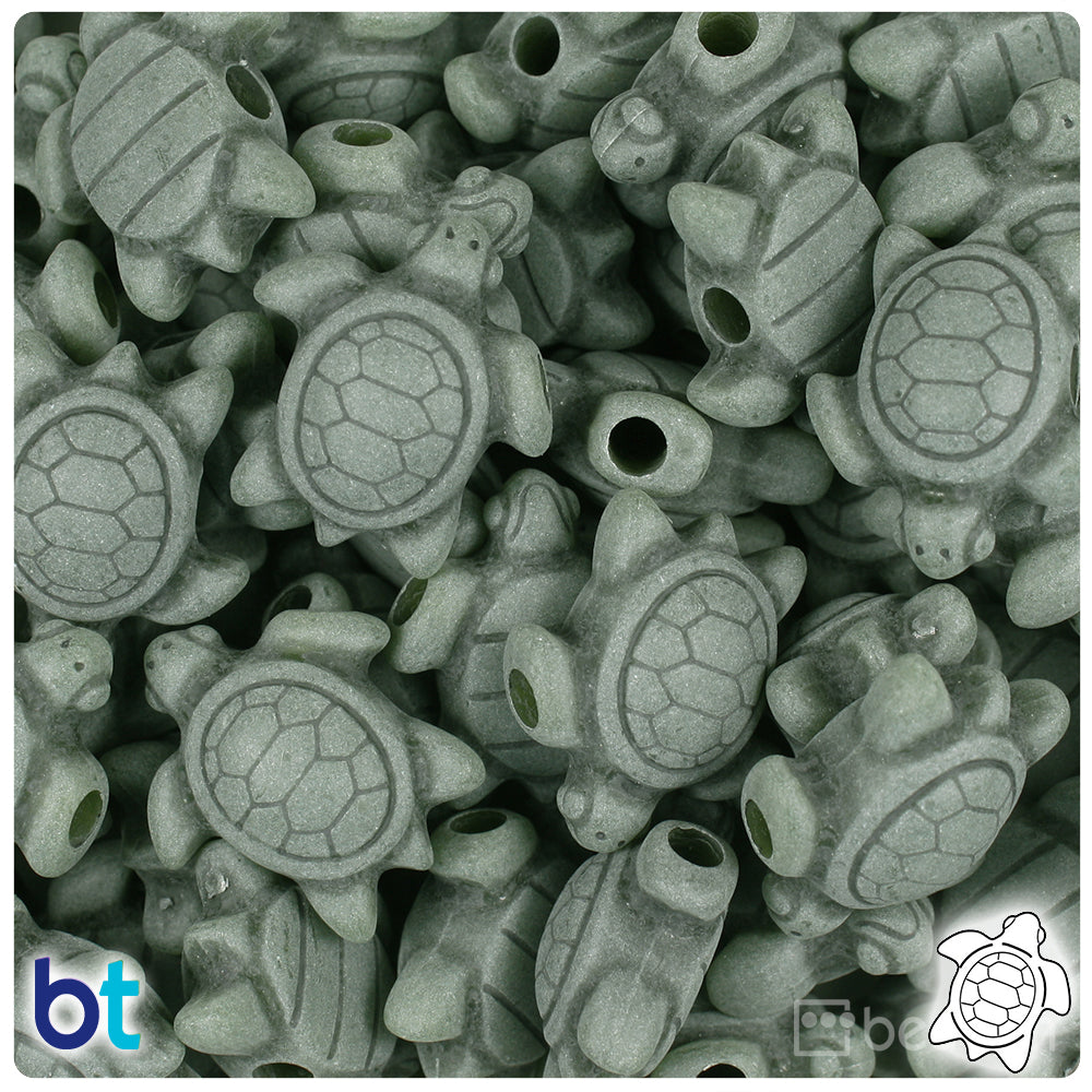 BeadTin Jade Antique 23mm Sea Turtle Plastic Pony Beads (24pcs)