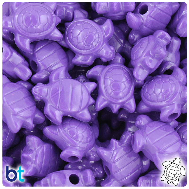 BeadTin Dark Lilac Opaque 23mm Sea Turtle Plastic Pony Beads (24pcs)