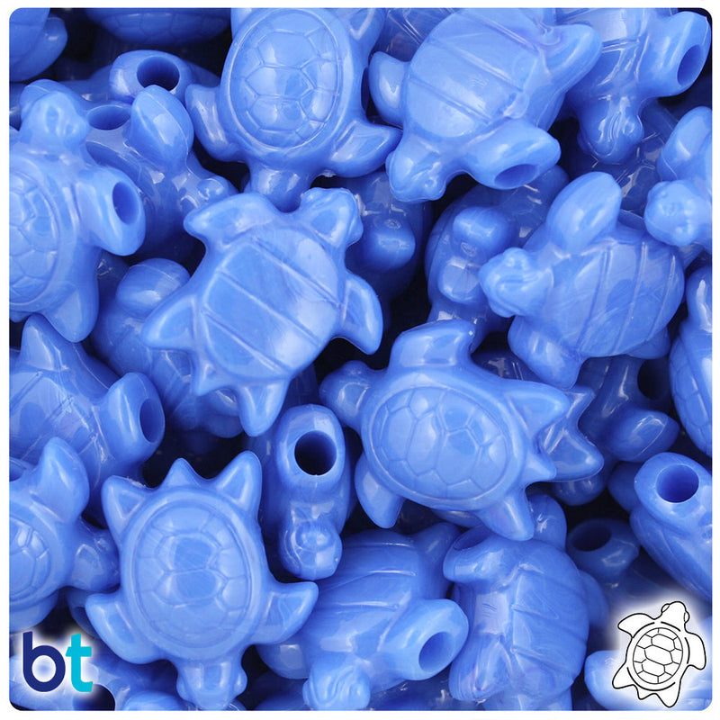 BeadTin Periwinkle Opaque 23mm Sea Turtle Plastic Pony Beads (24pcs)