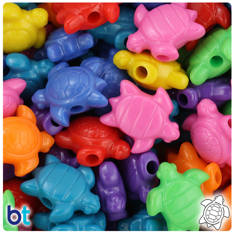 BeadTin Circus Opaque Mix 23mm Sea Turtle Plastic Pony Beads (24pcs)