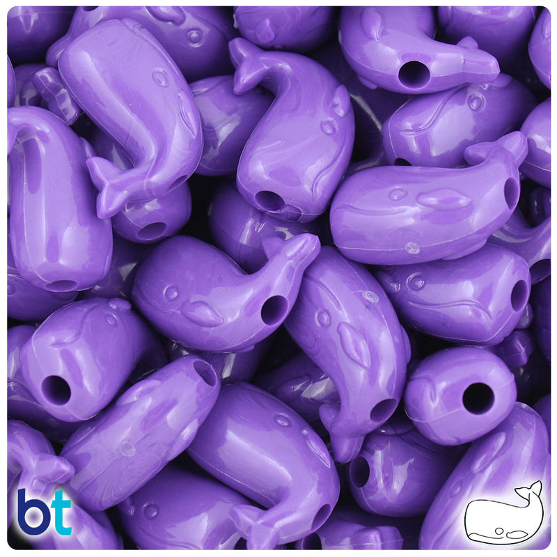 BeadTin Dark Lilac Opaque 24mm Whale Plastic Pony Beads (24pcs)