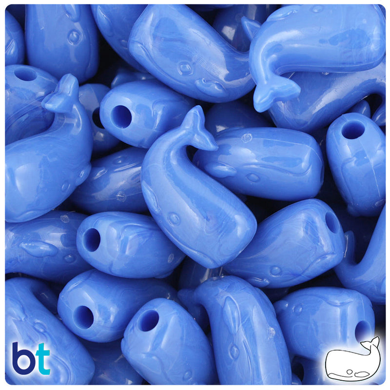 BeadTin Periwinkle Opaque 24mm Whale Plastic Pony Beads (24pcs)