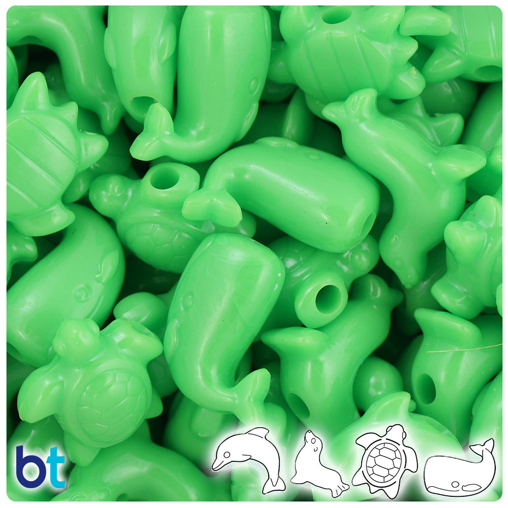 BeadTin Lime Opaque Marine Life Plastic Pony Beads (2oz)