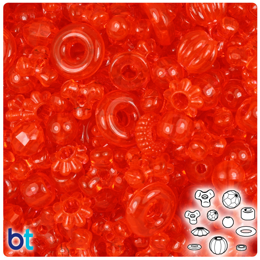 BeadTin Hyacinth Transparent Plastic Craft Beads Mix (4oz)
