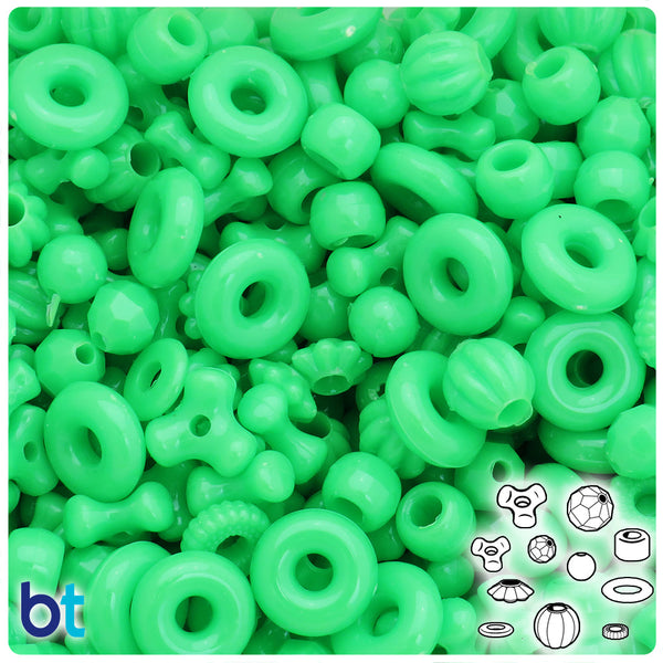 BeadTin Lime Opaque Plastic Craft Beads Mix (4oz)