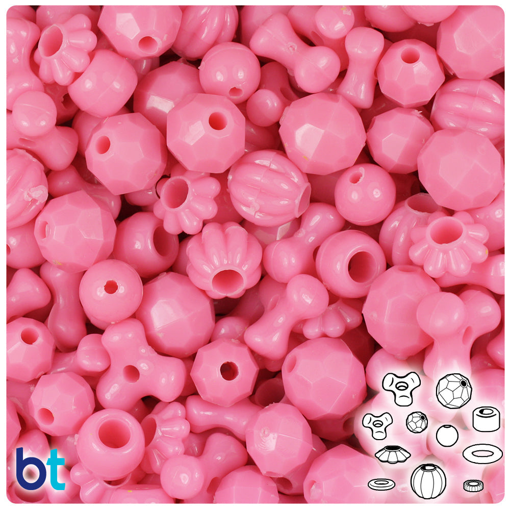 BeadTin Baby Pink Opaque Plastic Craft Beads Mix (4oz)