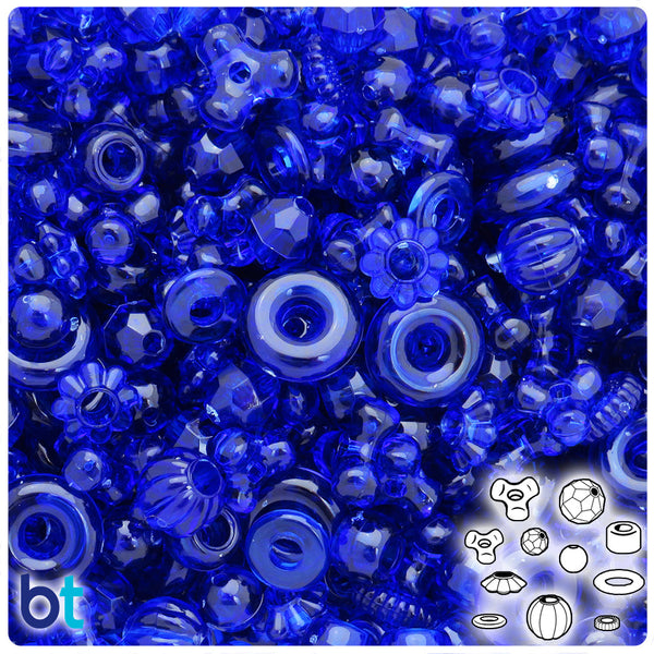 BeadTin Midnight Transparent Plastic Craft Beads Mix (4oz)