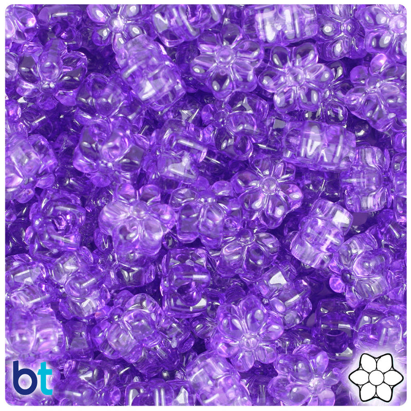 BeadTin Amethyst Transparent 13mm Flower Plastic Pony Beads (250pcs)