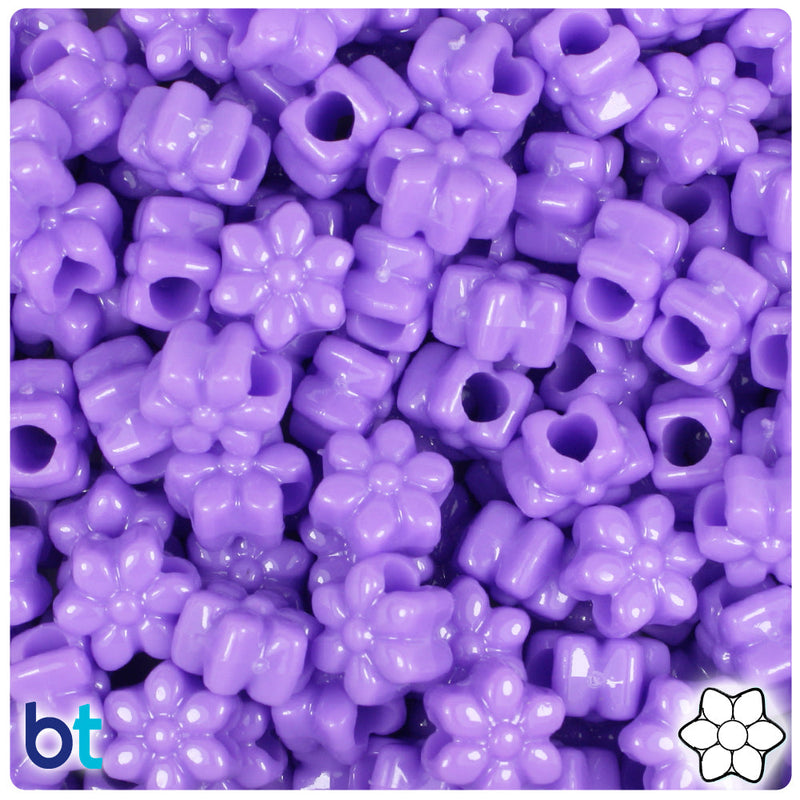 BeadTin Lilac Opaque 13mm Flower Plastic Pony Beads (250pcs)