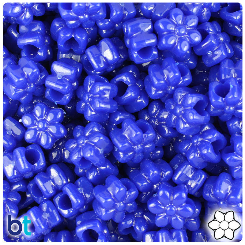 BeadTin Royal Blue Opaque 13mm Flower Plastic Pony Beads (250pcs)