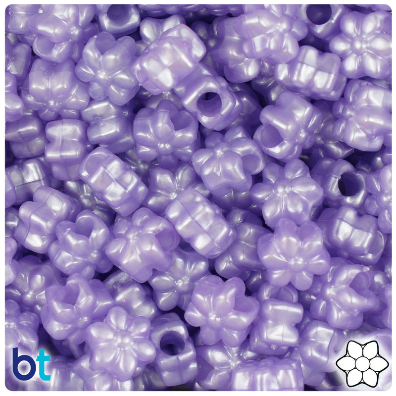 BeadTin Light Purple Pearl 13mm Flower Plastic Pony Beads (250pcs)