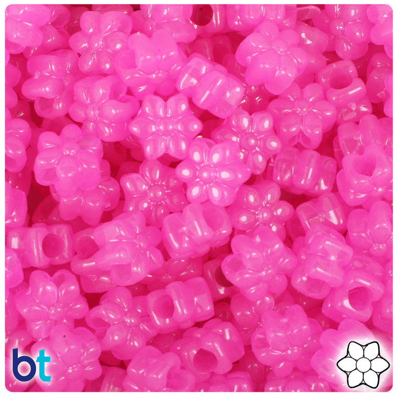 BeadTin Pink Glow 13mm Flower Plastic Pony Beads (250pcs)