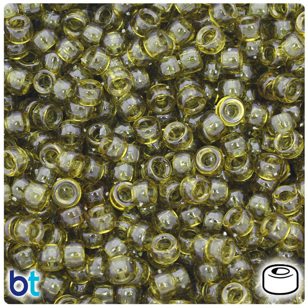 BeadTin Avocado Transparent 6.5mm Mini Barrel Plastic Pony Beads (1000pcs)