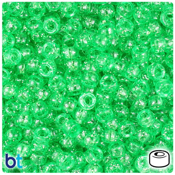 BeadTin Mint Sparkle 6.5mm Mini Barrel Plastic Pony Beads (1000pcs)