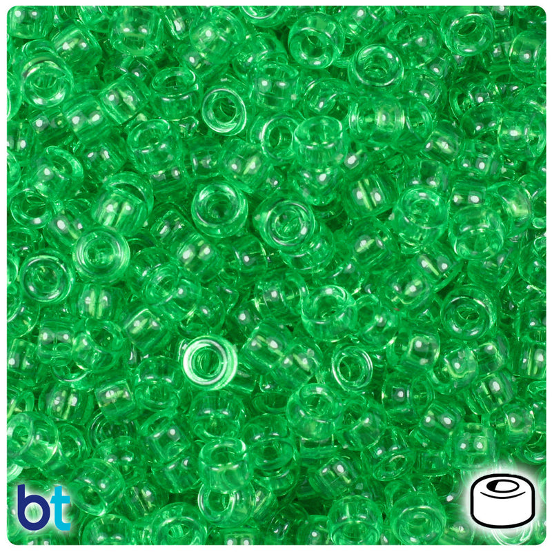 BeadTin Mint Transparent 6.5mm Mini Barrel Plastic Pony Beads (1000pcs)