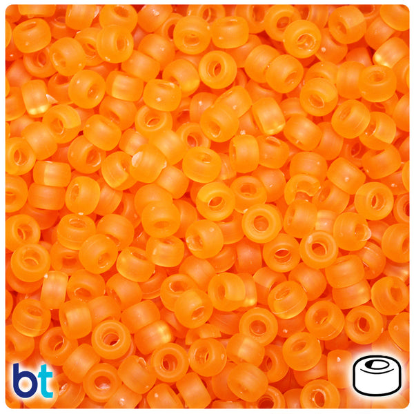 BeadTin Orange Frosted 6.5mm Mini Barrel Plastic Pony Beads (1000pcs)