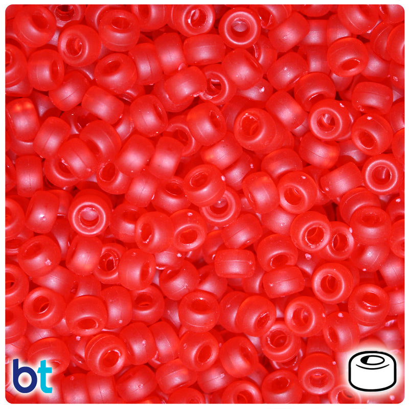 BeadTin Ruby Frosted 6.5mm Mini Barrel Plastic Pony Beads (1000pcs)