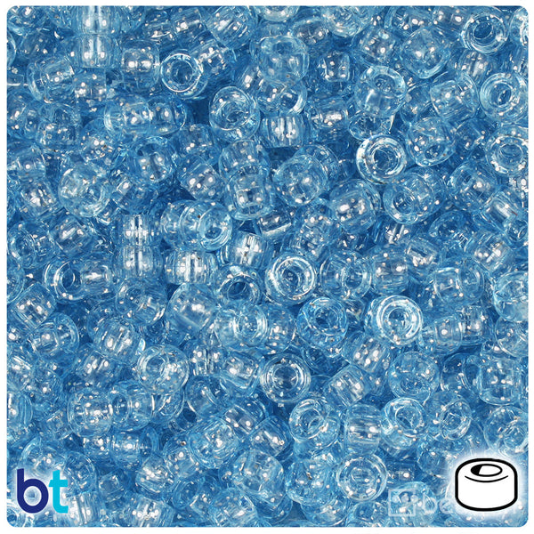 BeadTin Light Sapphire Sparkle 6.5mm Mini Barrel Plastic Pony Beads (1000pcs)