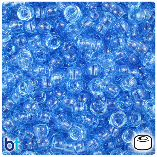 BeadTin Light Sapphire Transparent 6.5mm Mini Barrel Plastic Pony Beads (1000pcs)