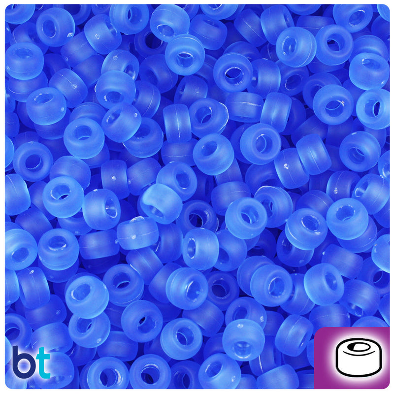 BeadTin Dark Sapphire Frosted 6.5mm Mini Barrel Plastic Pony Beads (1000pcs)