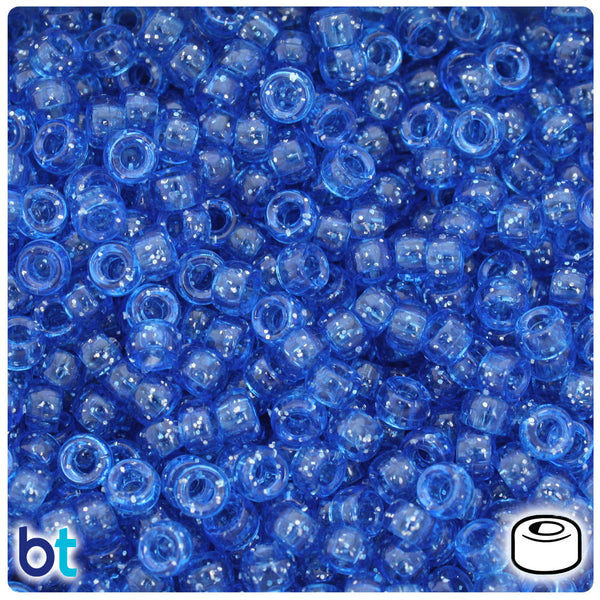 BeadTin Dark Sapphire Sparkle 6.5mm Mini Barrel Plastic Pony Beads (1000pcs)