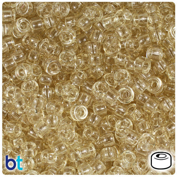 BeadTin Champagne Transparent 6.5mm Mini Barrel Plastic Pony Beads (1000pcs)