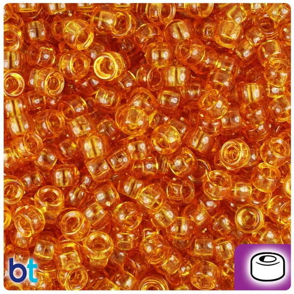 BeadTin Topaz Transparent 6.5mm Mini Barrel Plastic Pony Beads (1000pcs)