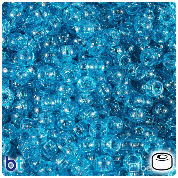 BeadTin Turquoise Sparkle 6.5mm Mini Barrel Plastic Pony Beads (1000pcs)