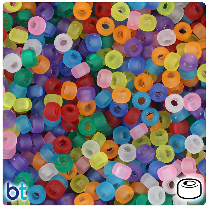 BeadTin Frosted Mix 6.5mm Mini Barrel Plastic Pony Beads (1000pcs)