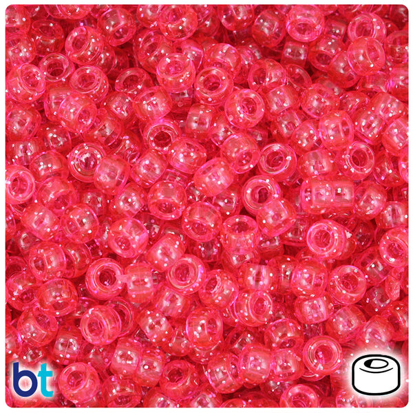 BeadTin Hot Pink Sparkle 6.5mm Mini Barrel Plastic Pony Beads (1000pcs)