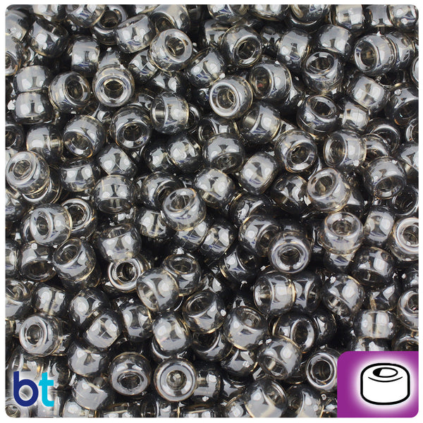 BeadTin Jet Transparent 6.5mm Mini Barrel Plastic Pony Beads (1000pcs)