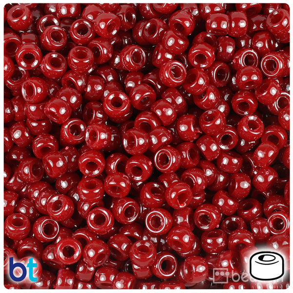 BeadTin Cranberry Opaque 6.5mm Mini Barrel Plastic Pony Beads (1000pcs)