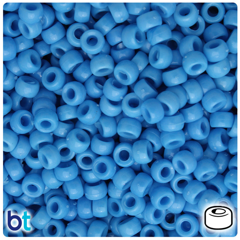 BeadTin Powder Blue Opaque 6.5mm Mini Barrel Plastic Pony Beads (1000pcs)