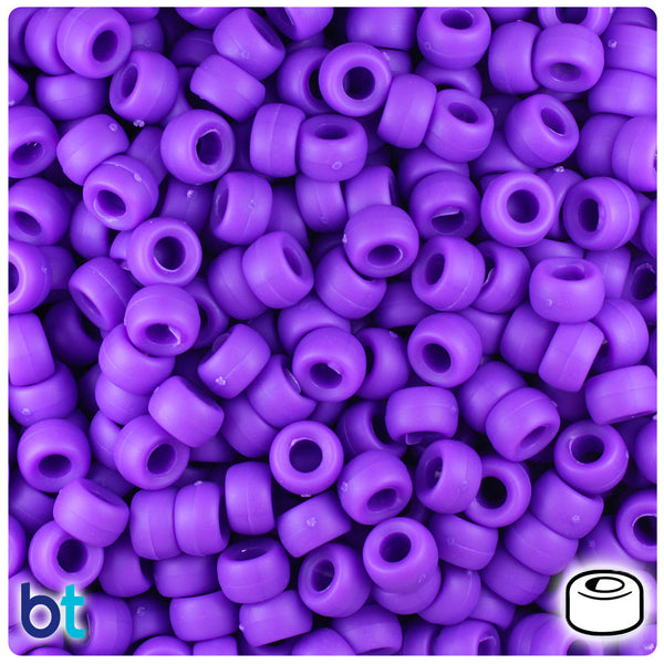 BeadTin Dark Lilac Matte 6.5mm Mini Barrel Plastic Pony Beads (1000pcs)