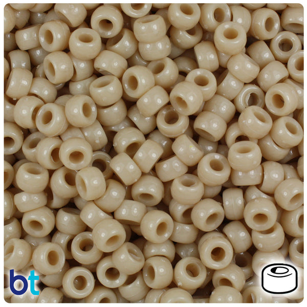 BeadTin Dark Ivory Opaque 6.5mm Mini Barrel Plastic Pony Beads (1000pcs)