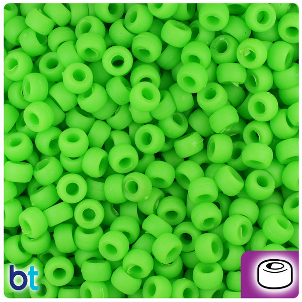 BeadTin Lime Matte 6.5mm Mini Barrel Plastic Pony Beads (1000pcs)