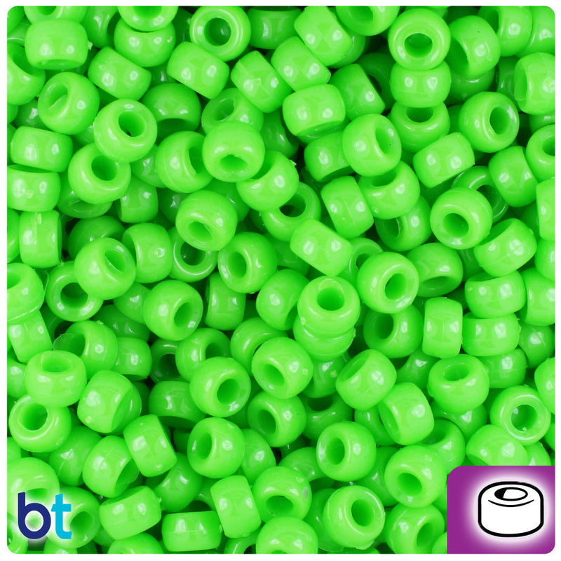 BeadTin Lime Opaque 6.5mm Mini Barrel Plastic Pony Beads (1000pcs)