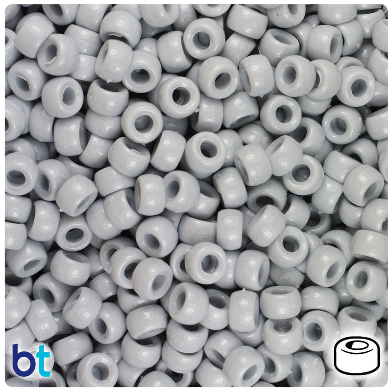 BeadTin Grey Opaque 6.5mm Mini Barrel Plastic Pony Beads (1000pcs)