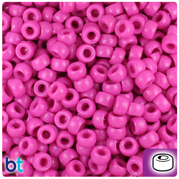 BeadTin Dark Pink Opaque 6.5mm Mini Barrel Plastic Pony Beads (1000pcs)